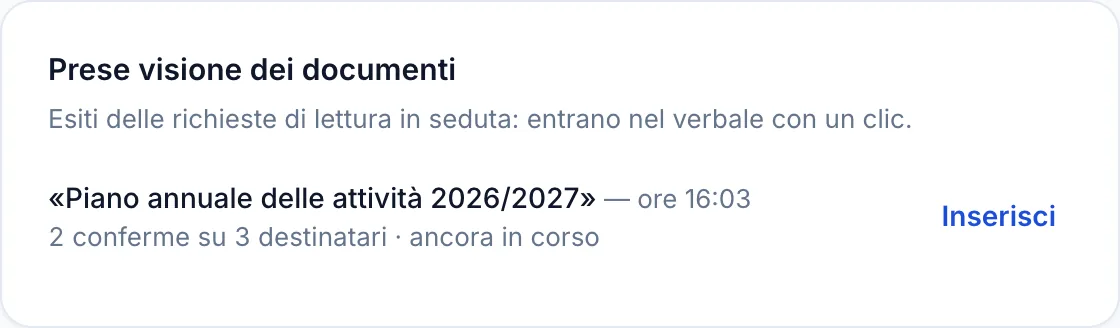 Riquadro per inserire nel verbale l'esito di una richiesta di presa visione
